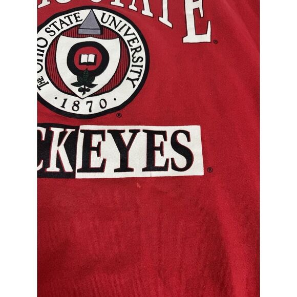 Vintage 90s Ohio State Buckeyes Pullover Sweatshirt Men's Size 2XL XXL Red - Picture 4 of 11